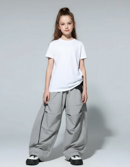 Pantalon Parachute Gris Ample Décontracté Enfant Danse - Polyester