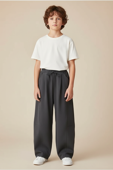 Pantalon Parachute Gris Ample Enfant Décontracté Molleton