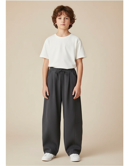 Pantalon Parachute Gris Ample Enfant Décontracté Molleton