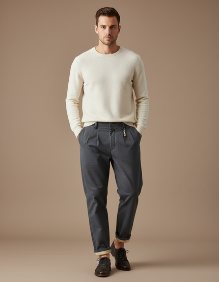Pantalon Parachute Gris Anthracite Ample Plissé Homme - Gabardine