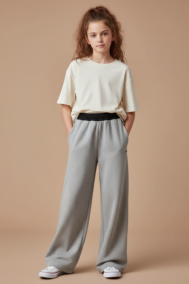 Pantalon Parachute Fille Gris Large - Molleton