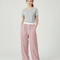 Pantalon Parachute Vichy Rouge Ample Coton Décontracté