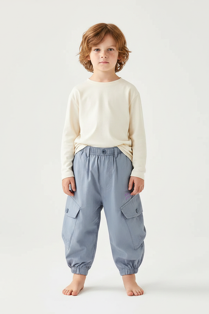Pantalon Parachute Bleu Ciel Cargo Léger Enfant - Polyester