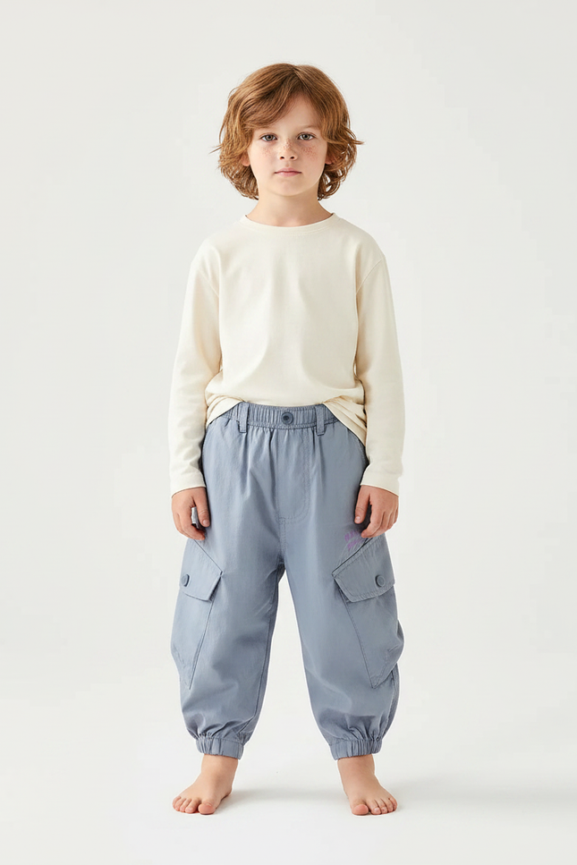 Pantalon Parachute Bleu Ciel Cargo Léger Enfant - Polyester