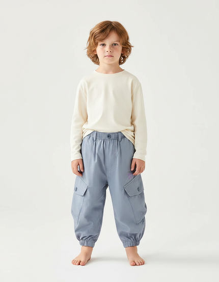 Pantalon Parachute Bleu Ciel Cargo Léger Enfant - Polyester