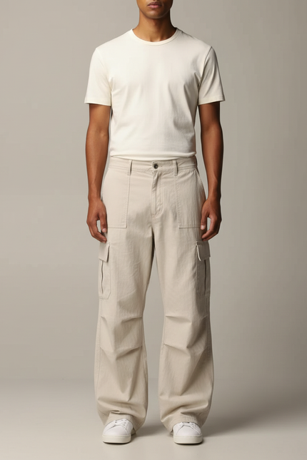 Pantalon Toile Parachute Homme - Beige