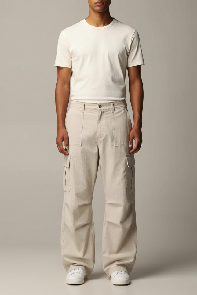 Pantalon Toile Parachute Homme - Beige