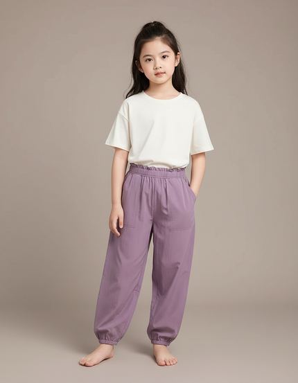 Pantalon Parachute Violet Fluide Ample Confortable Enfant - Polyester