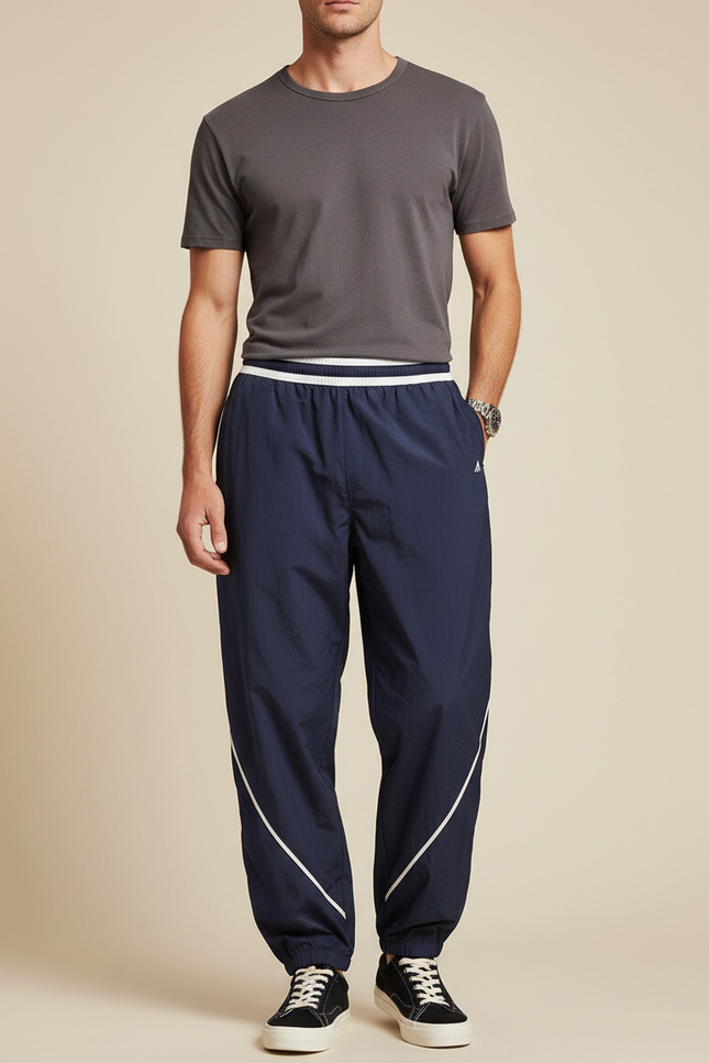 Pantalon Parachute Bleu Marine Ample Sport Homme - Polyester