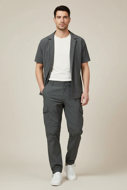 Pantalon Parachute Gris Cargo Léger Respirant Homme - Polyester