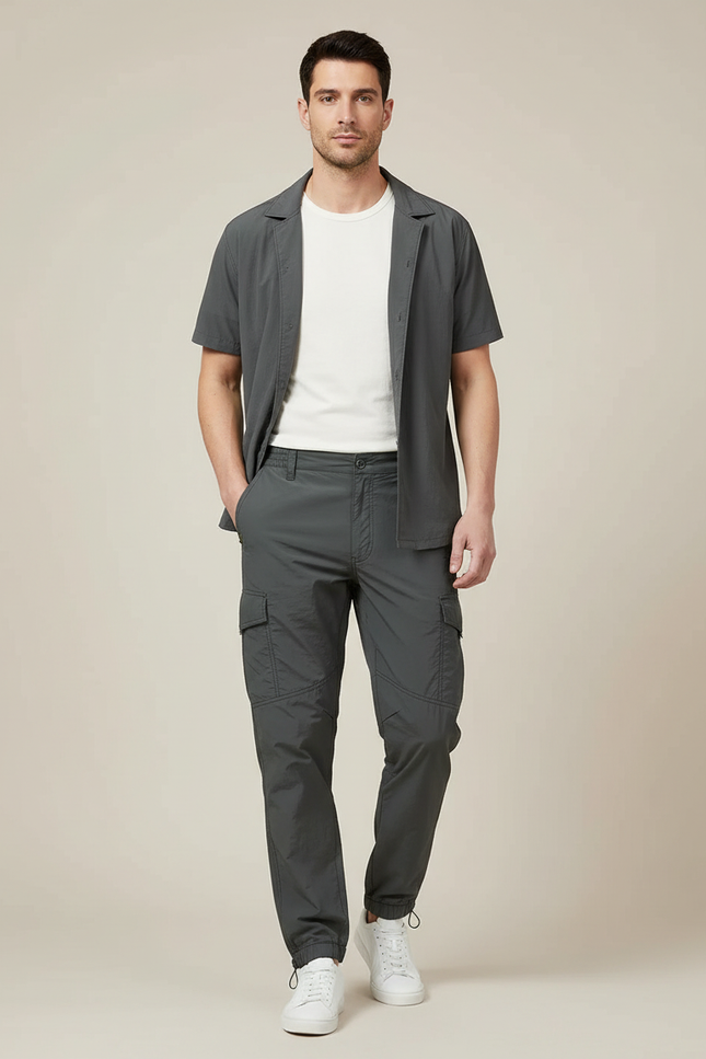 Pantalon Parachute Gris Cargo Léger Respirant Homme - Polyester
