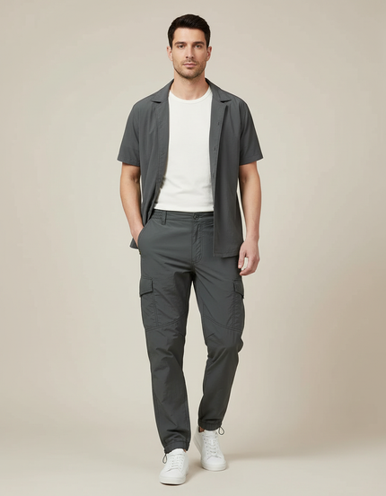 Pantalon Parachute Gris Cargo Léger Respirant Homme - Polyester