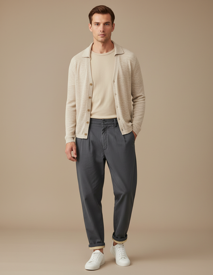 Pantalon Parachute Gris Anthracite Ample Décontracté Homme - Gabardine