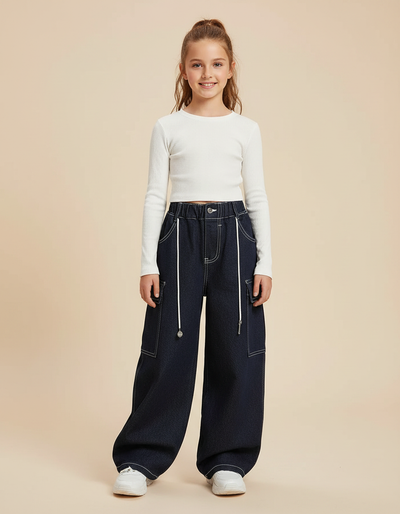 Pantalon Parachute Bleu Marine