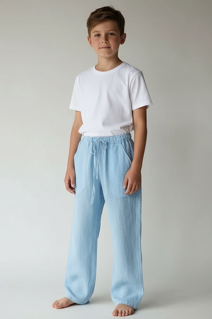 Pantalon Parachute Bleu Ciel Ample Lin Enfant