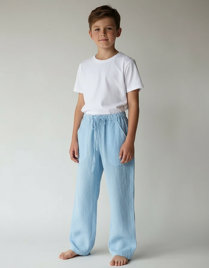 Pantalon Parachute Bleu Ciel Ample Lin Enfant