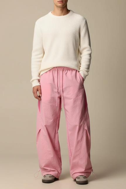 Pantalon Parachute Y2k - Rose Polyester