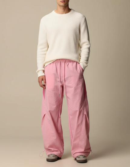 Pantalon Parachute Y2k - Rose Polyester