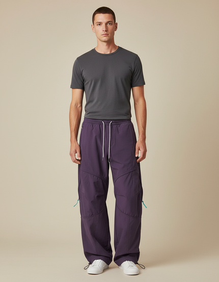 Pantalon Parachute Violet Ample Décontracté Homme Sport - Polyester