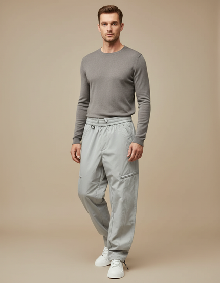 Pantalon Parachute Gris Ample Décontracté Homme Sport - Polyester