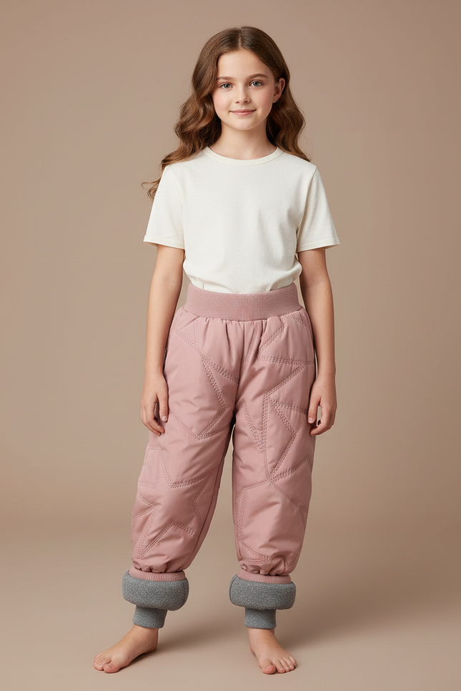 Pantalon Parachute Rose Matelassé Étoiles Enfant Doublé - Polyester