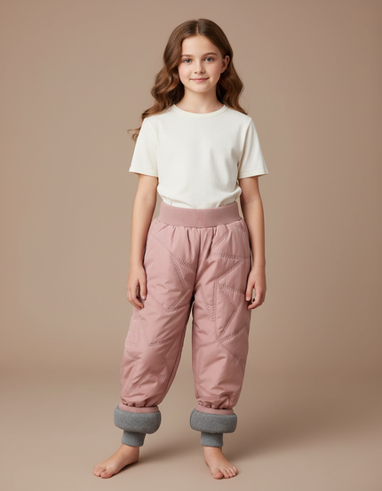 Pantalon Parachute Rose Matelassé Étoiles Enfant Doublé - Polyester