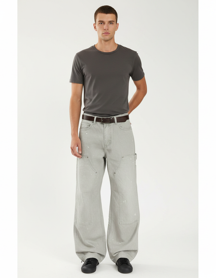 Pantalon Parachute Gris Ample Décontracté Homme Large - Toile
