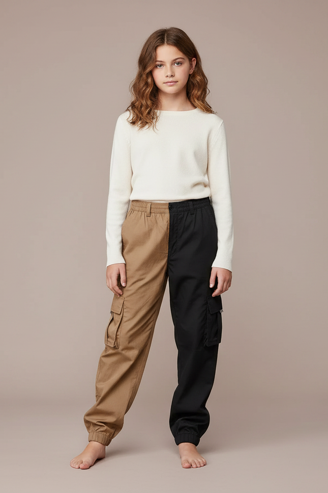 Pantalon Parachute Fille Cargo Nylon - Multicolore Toile