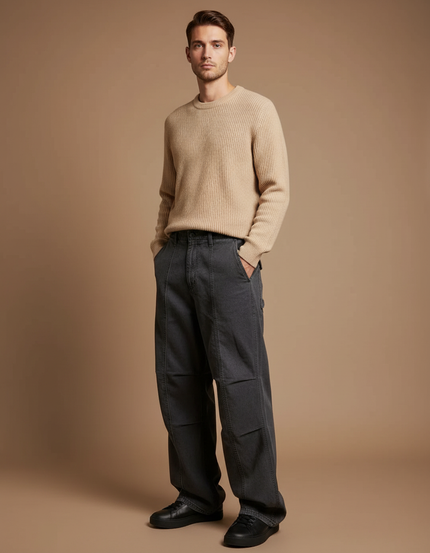Pantalon Parachute Homme Gris Décontracté Ample - Jean
