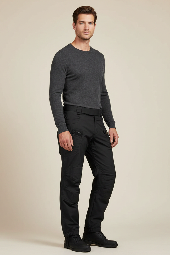 Pantalon Parachute Noir Cargo Technique Homme - Polyester