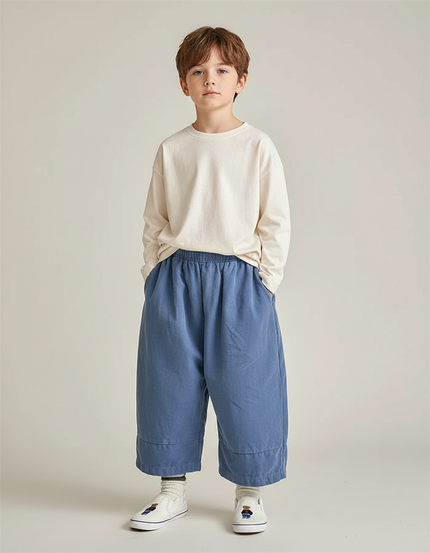 Pantalon Parachute Bleu Ample Coton Enfant Décontracté