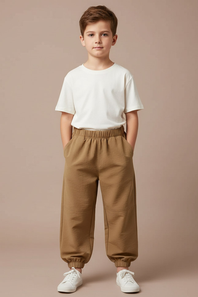 Pantalon Parachute Kaki Ample Coton Décontracté Enfant - Molleton