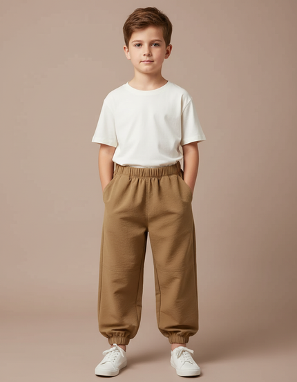 Pantalon Parachute Kaki Ample Coton Décontracté Enfant - Molleton