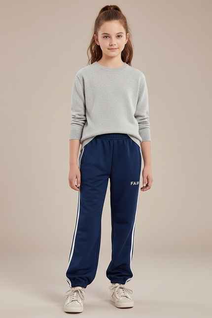 Pantalon Parachute Marine Rayures Blanches Sport Enfant - Molleton