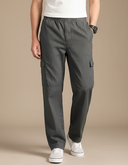 Pantalon Parachute Gris Ample Coton Cargo Homme Décontracté