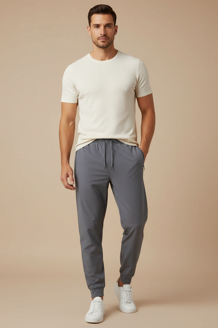 Pantalon Parachute Gris Cordon Ample Homme - Polyester