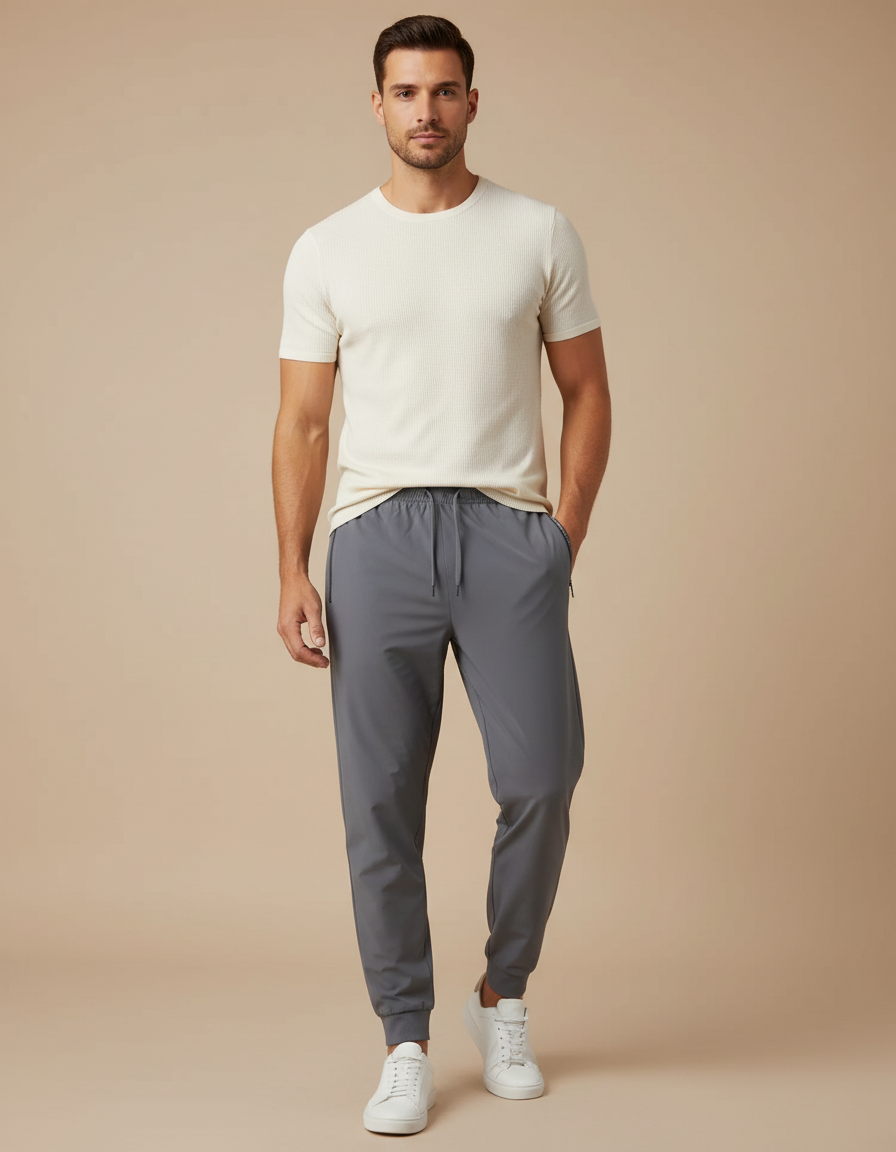 Pantalon Parachute Gris Cordon Ample Homme - Polyester