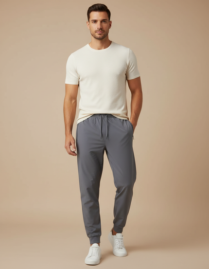 Pantalon Parachute Gris Cordon Ample Homme - Polyester