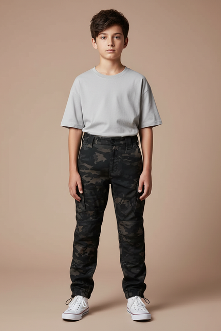 Pantalon Parachute Camouflage Cargo Enfant Décontracté Coton - Multicolore