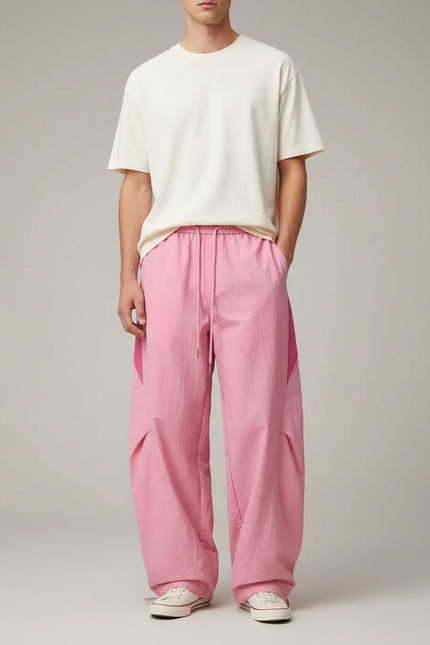 Pantalon Parachute Rose Ample Décontracté Homme - Polyester