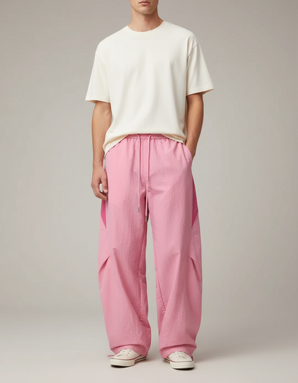 Pantalon Parachute Rose Ample Décontracté Homme - Polyester