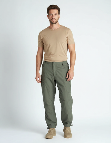 Pantalon Parachute Vert Cargo Tactique Léger Homme - Kaki Polyester