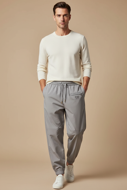 Pantalon Parachute Gris Léger Ample Sport Homme Cordon - Polyester