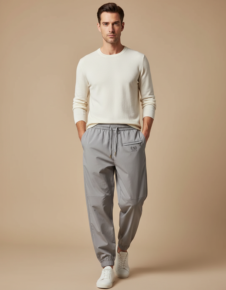 Pantalon Parachute Gris Léger Ample Sport Homme Cordon - Polyester