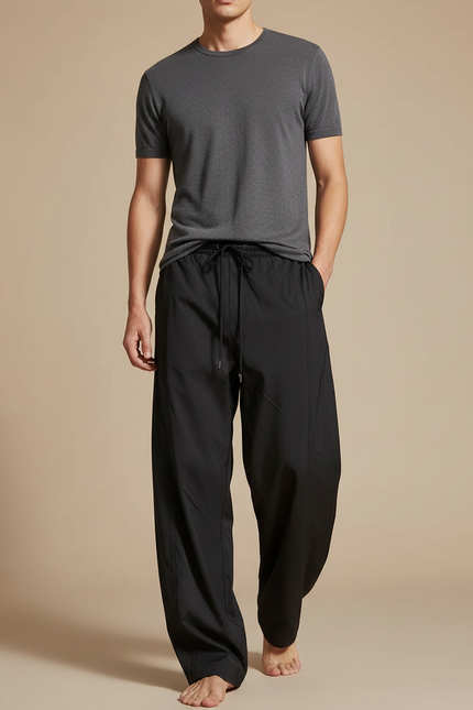 Pantalon Parachute Noir Ample Respirant Homme - Polyester