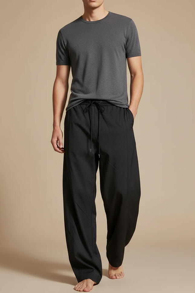 Pantalon Parachute Noir Ample Respirant Homme - Polyester