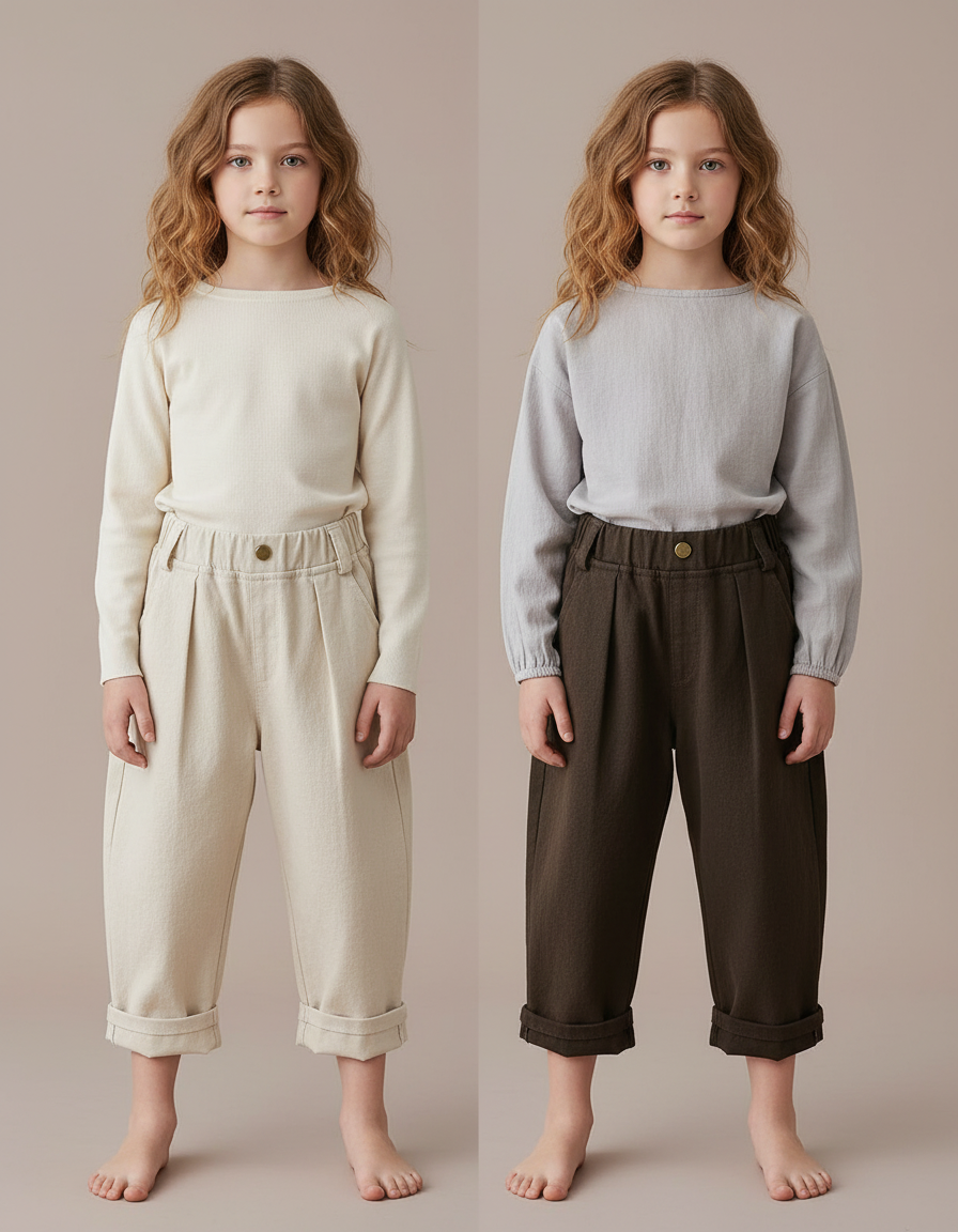 Pantalon Parachute Coton Ample Décontracté Enfants - Marron