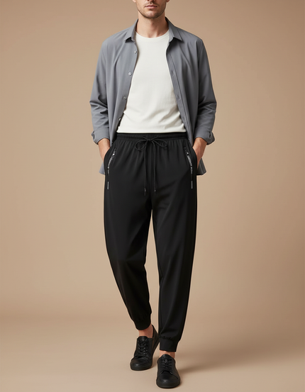 Pantalon Parachute Homme Noir Resserré Aux Chevilles Nylon Techwear 2 - Polyester