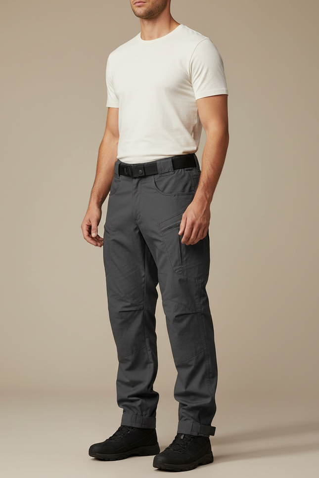 Pantalon Parachute Gris Tactique Multi-Poches Homme Sport - Polyester