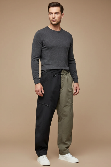 Pantalon Parachute Bicolore Ample Décontracté Homme Moderne - Multicolore Polyester